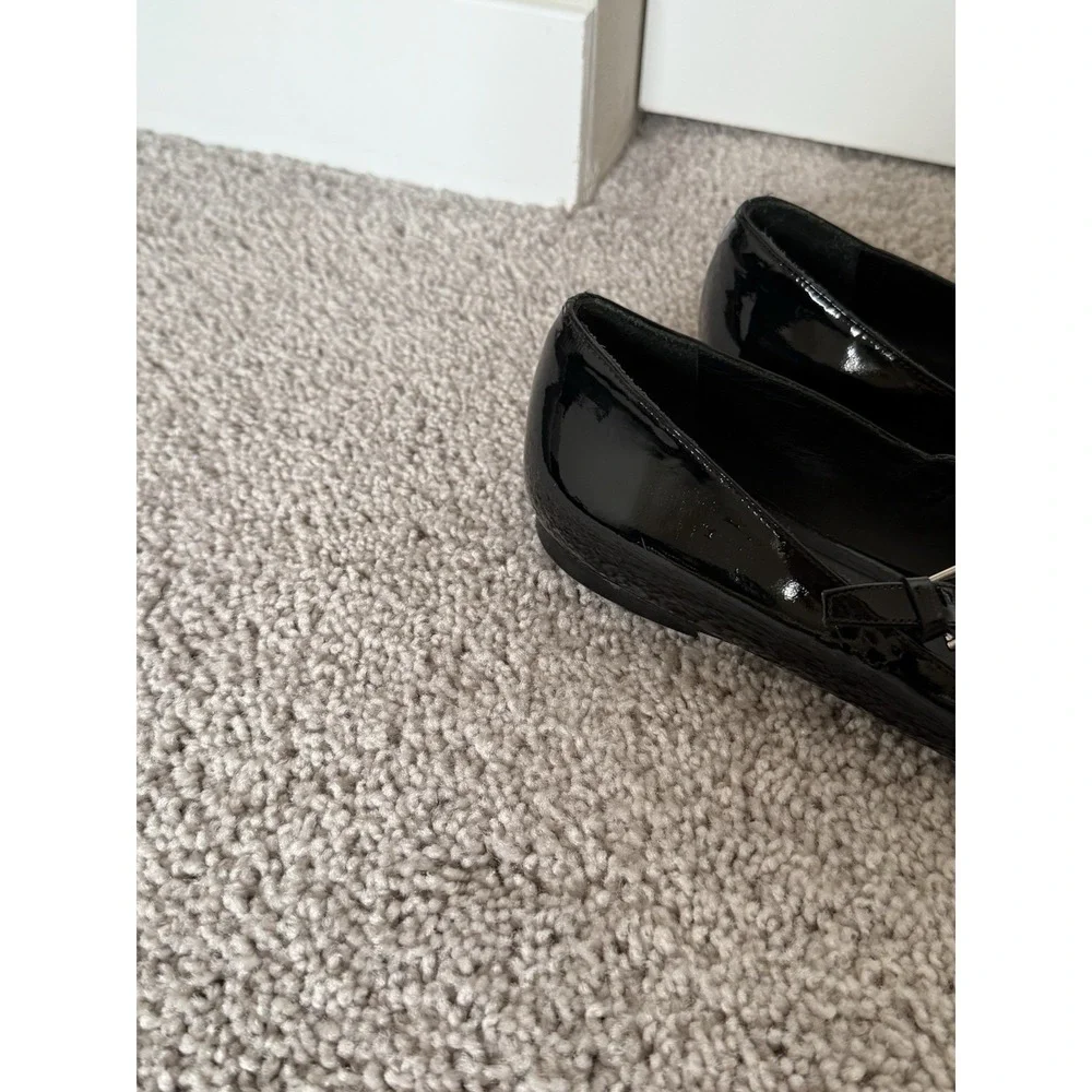 polo ralph lauren mary jane flats black Leather  Size 38 7.5 Preppy Classic
